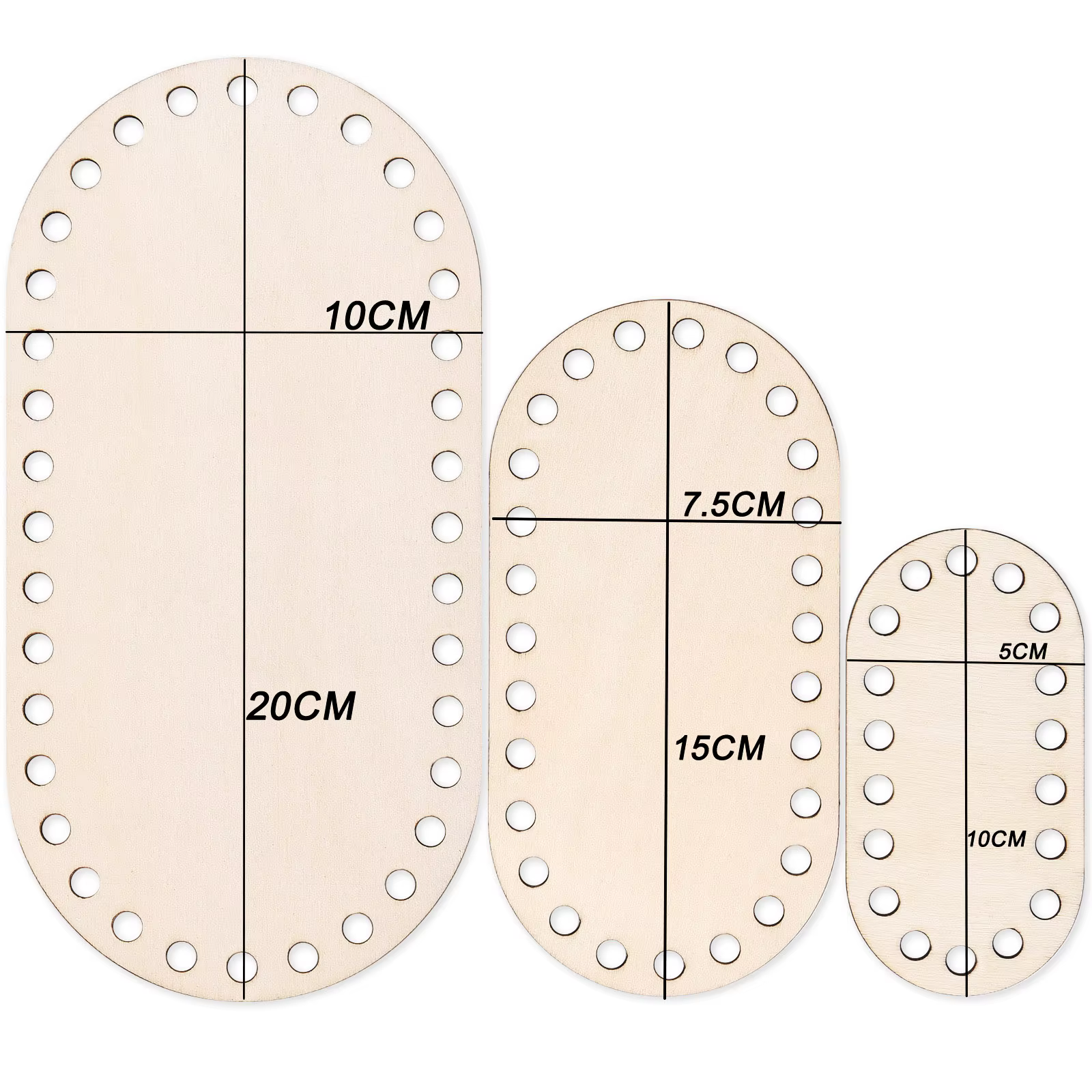 3 pièces en bois Crochet panier Base ronde carrée Rectangle Ellipse bas Crochet panier tissé à la ma