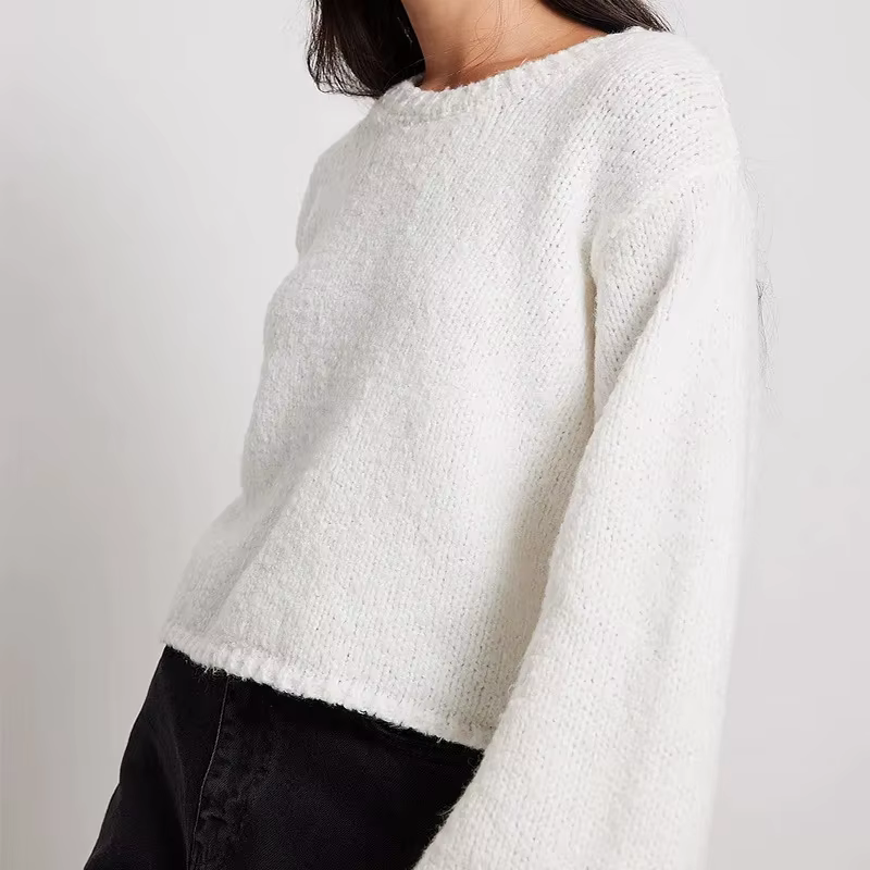 Pull tricoté rose à lacets pour femmes, dos nu, confortable, manches longues, grande taille, Pull am