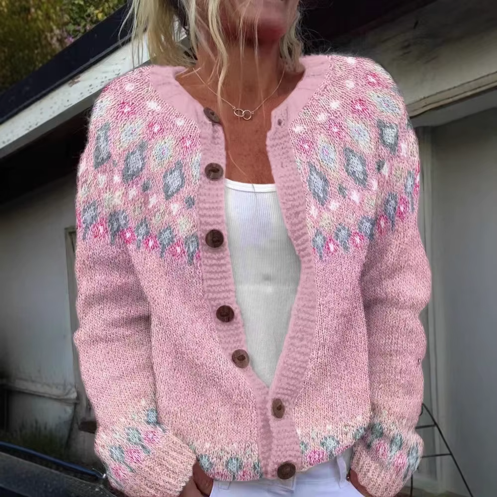 ​ Cardigan en tricot Jacquard de Style ethnique pour femmes, style bohème, ouvert sur le devant, man