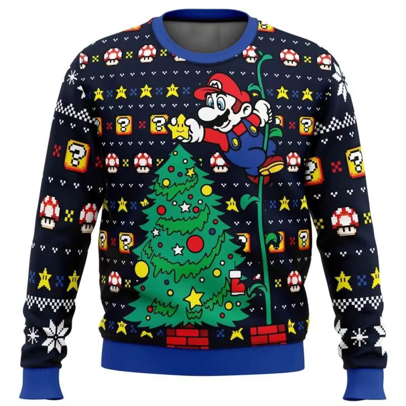 Super Mario Bros. pull plombier sweat costume de jeu de rôle princesse pêche imprimé fleur streetwea