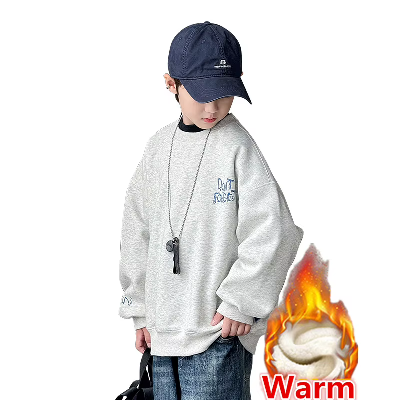Sweat-shirt d'hiver pour enfants de 5 à 14 ans, Style bref, vêtements chauds doublés en polaire, man