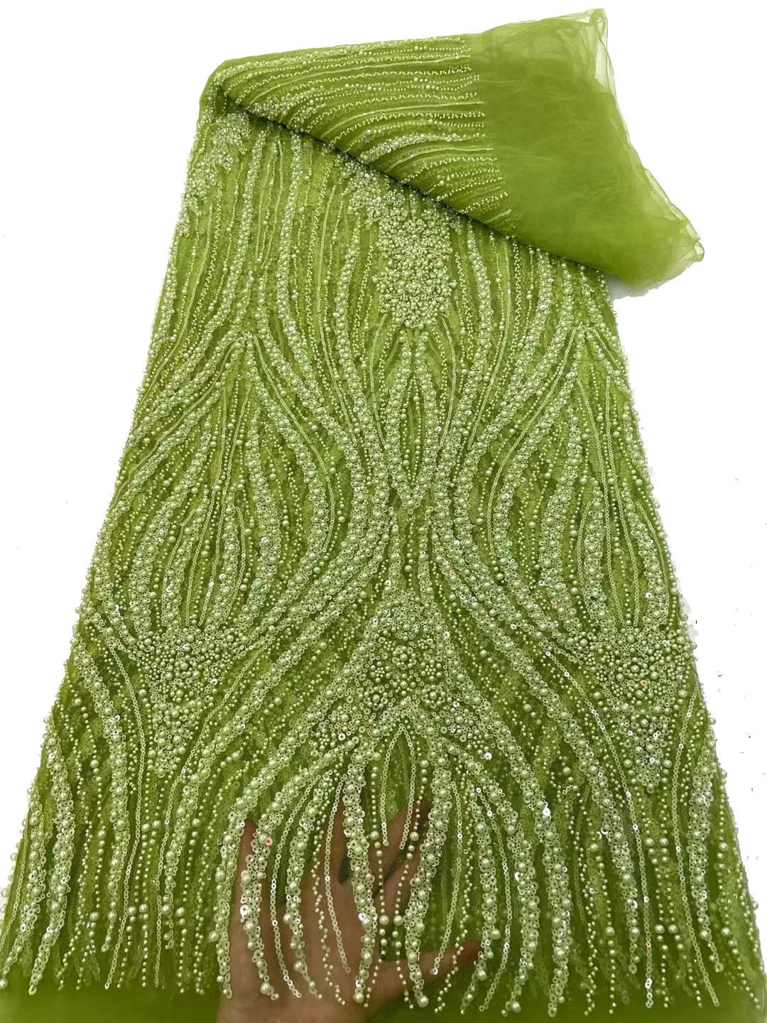 Tissu en dentelle perlée brodée en maille française, paillettes nigérianes 2025, robe de mariée, mat
