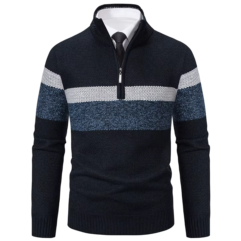 Chandails pour hommes de grande taille col montant pulls en tricot pull demi-fermeture éclair hauts