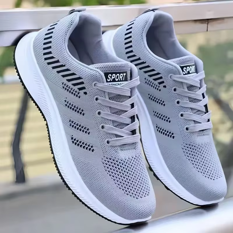 Chaussures décontractées en maille pour hommes, baskets à lacets, chaussures de marche coordonnantes