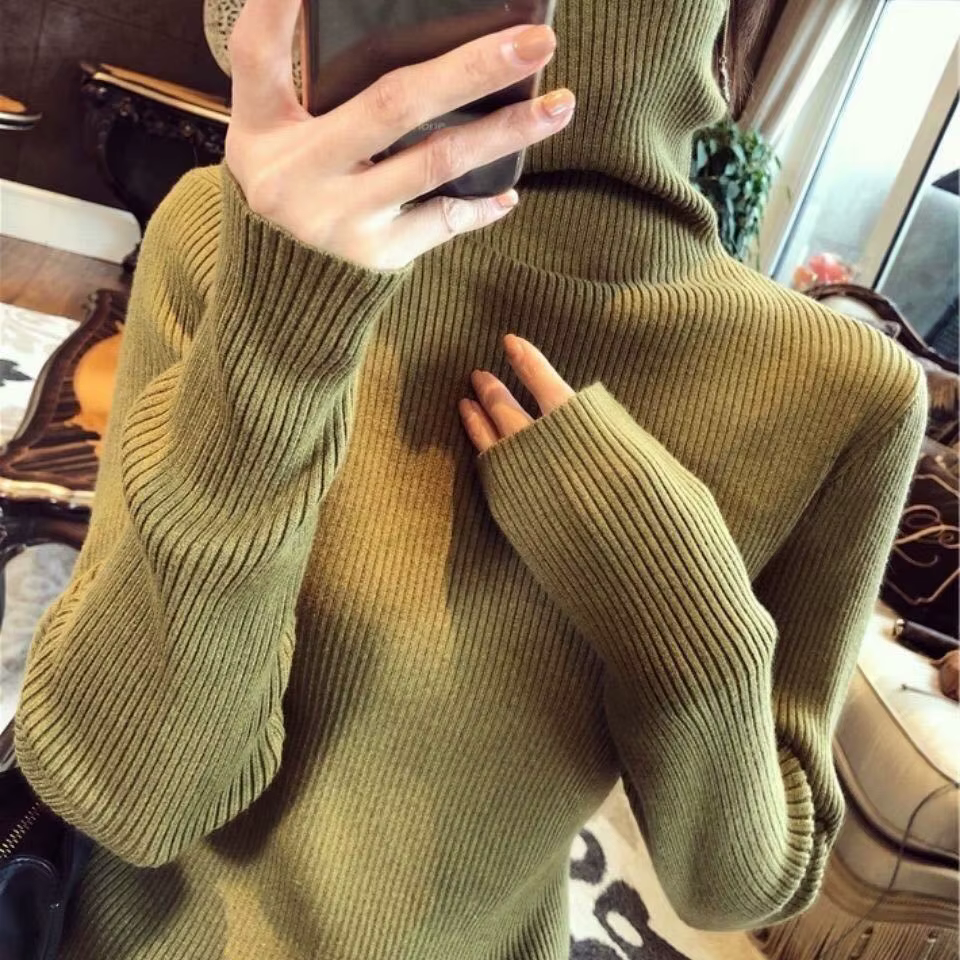 Pull de Luxe à Col Roulé en Cachemire pour Femme, Vêtement Vintage de Styliste, Très Long, à la Mode