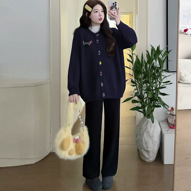 Cardigan de maternité Printemps Automne 2026 – Mignon, doux et confortable avec broderie chien de de
