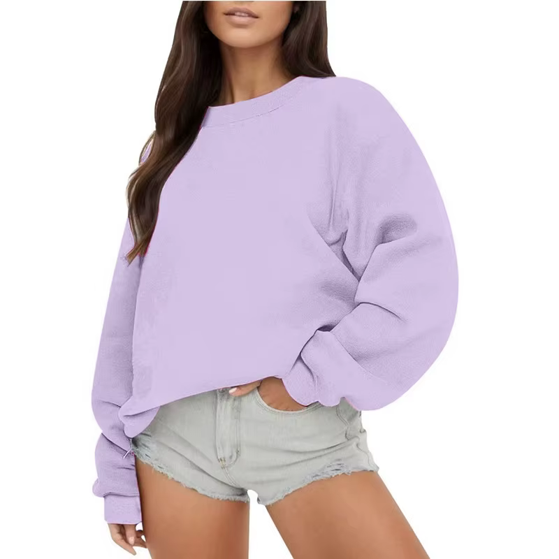 Printemps automne femmes sweat quotidien pull décontracté couleur unie vêtements de sport confort ha