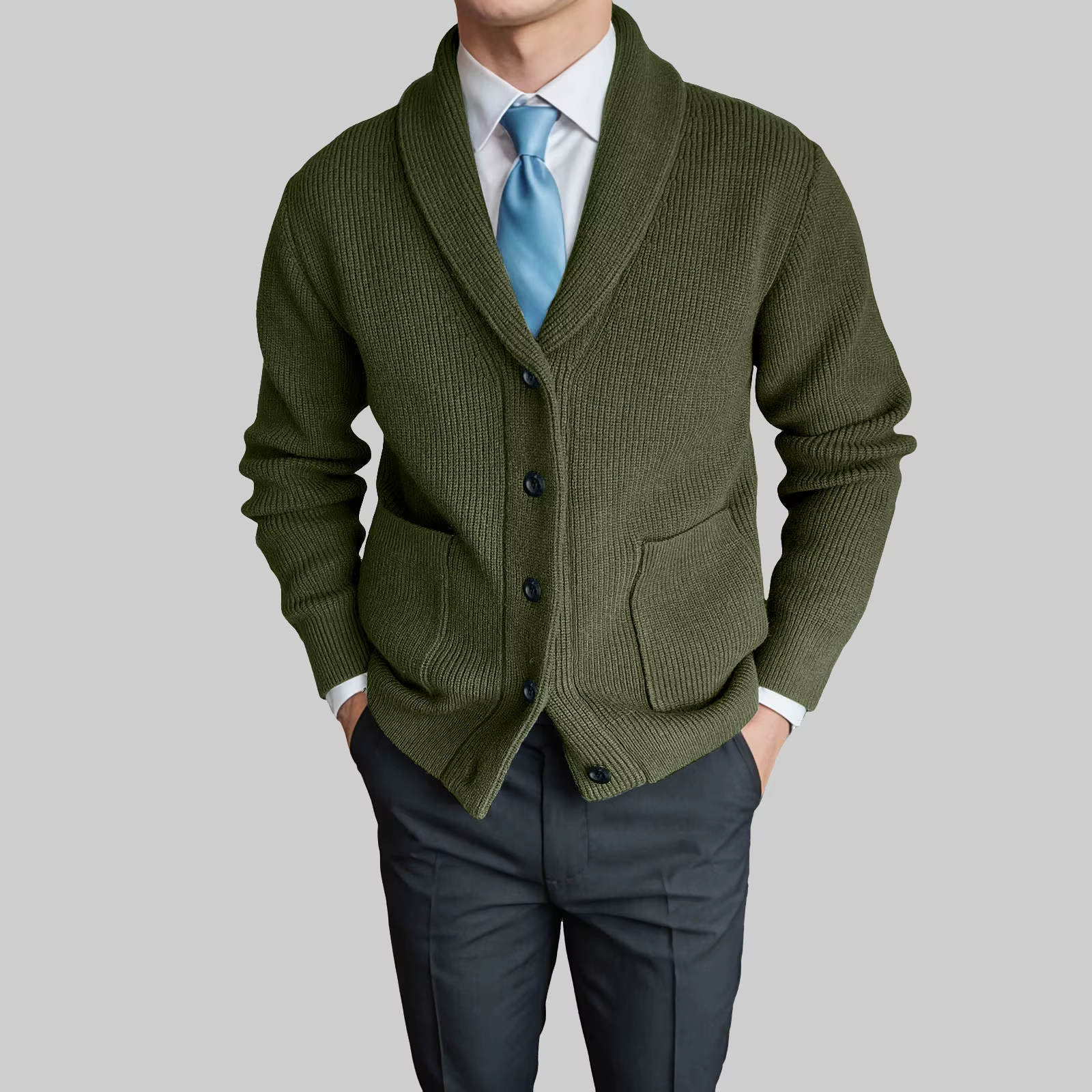Pull pour hommes, veste grande taille, automne et hiver, Cardigan à col en V, rétro britannique, cou