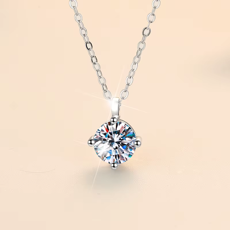 Nouveau 2ct Moissanite 925 collier en argent Sterling pendentif chaîne bijoux fins pour femme mariag