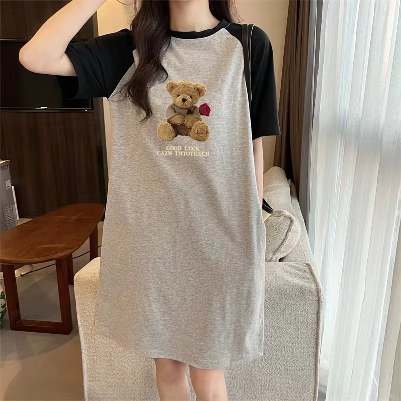 Robe d'été ample et tendance avec imprimé ours Rose de dessin animé pour femmes enceintes de Style c