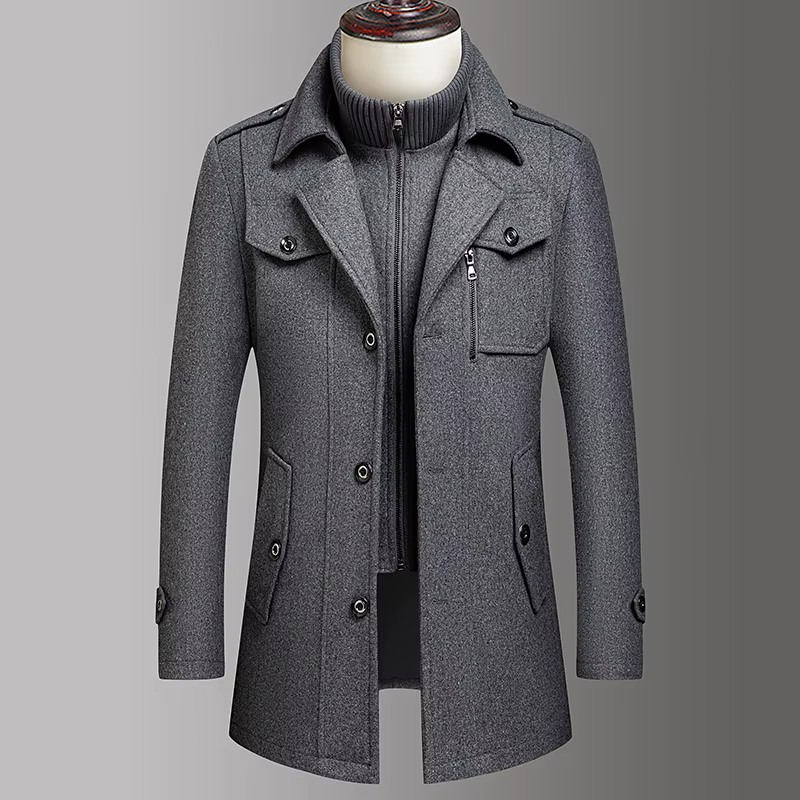 Manteau en laine à double col pour homme, élégant, automne-hiver, mode business, haute qualité, vête