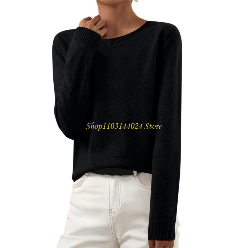 N5KE – pull décontracté à manches longues col rond pour pull ample en tricot, couleur unie
