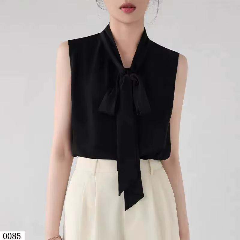 Gilet sans manches en mousseline de soie blanche pour femmes, nouvelle collection d'été, laçage avec