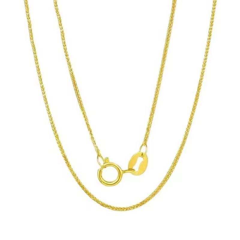 Collier en or véritable 18 carats pour femmes, chaîne Chopin AU750, ras du cou, Festival, super cade