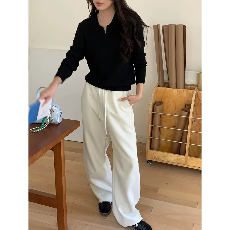 2025 Automne Nouveau pull en tricot à col polo et demi-fermeture éclair