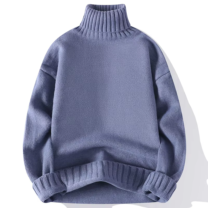 Nouveau pull à col roulé hommes pull décontracté couleur unie tricoté noir pull mode automne hiver h