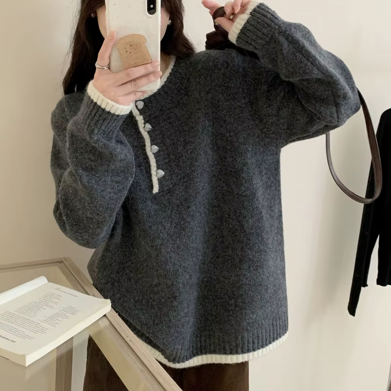 Pull à col rond pour femmes, Style automne-hiver, pull superposé à la mode, haut de Base Unique de S