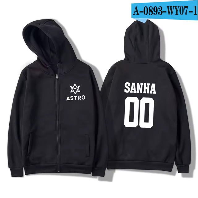 KPOP ASTRO STAR groupe manteau à capuche avec fermeture éclair automne hiver veste Harajuku Streetwe