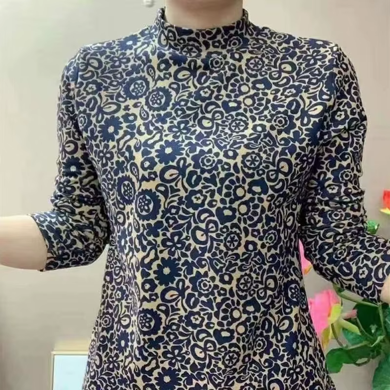 Pull imprimé léopard à manches longues pour femmes, t-shirt à col mi-haut, vêtements décontractés, m
