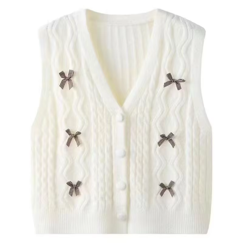 Nouveau tricot gilet manteau femmes printemps automne 2026 pull sans manches femme court Cardigan ha