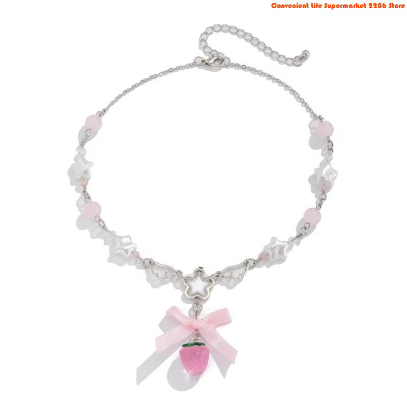 Collier à nœud papillon fraise E06E, matériaux en alliage robuste pour vêtements élégants pour femme