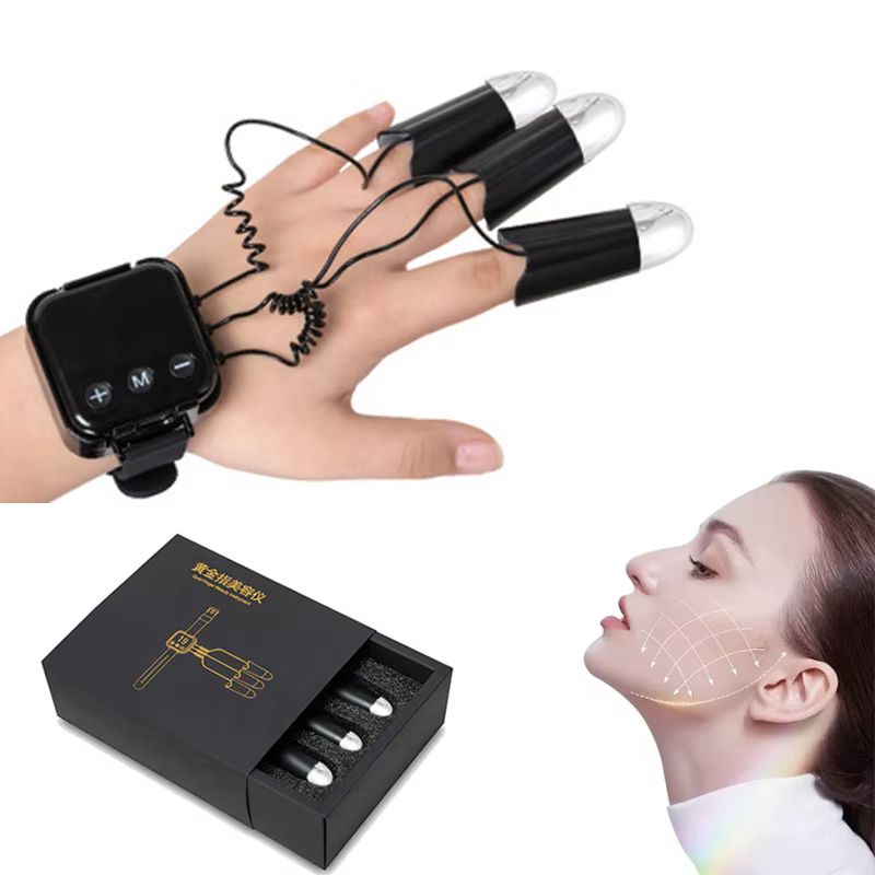 Appareil de beauté RF EMS à micro-courant radiofréquence pour lifting du visage, doigt d'or, doigt d
