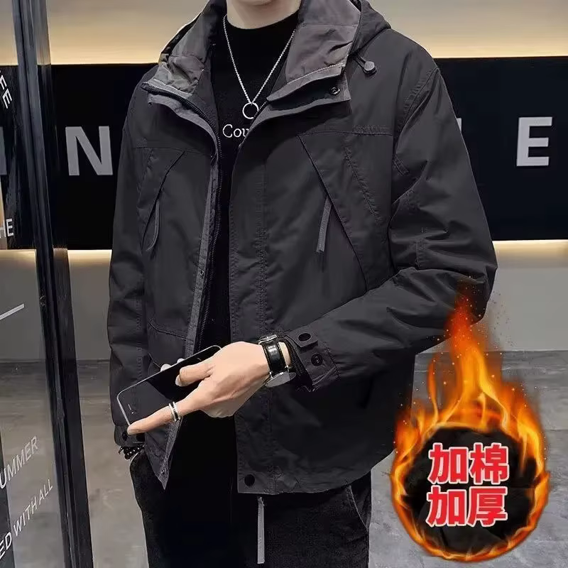 Hommes hiver velours nouvelle marque à la mode à capuche hommes hauts manteaux décontractés vêtement