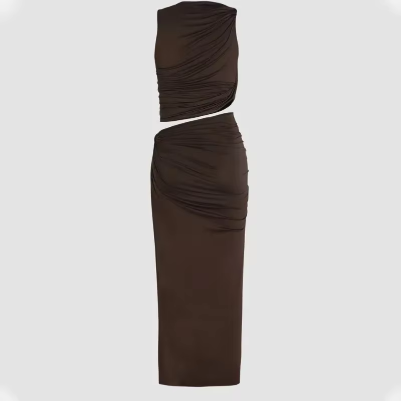 Ensemble jupe longue tricotée 2 pièces pour femmes, couleur unie, Slim, nouvelle collection printemp