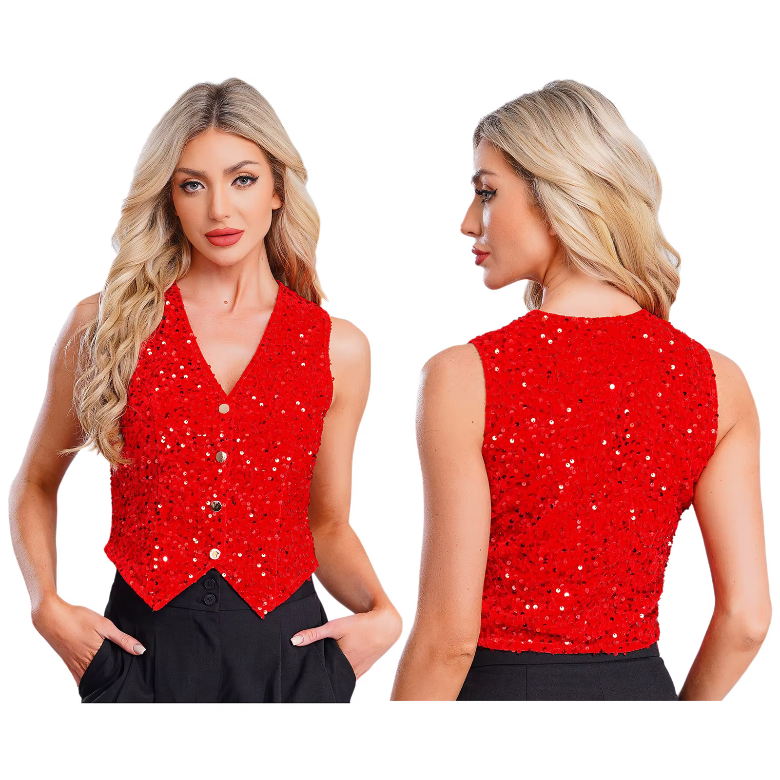 Gilets de soirée scintillants pour femmes, sans manches, à paillettes, pour l'été, les soirées dansa