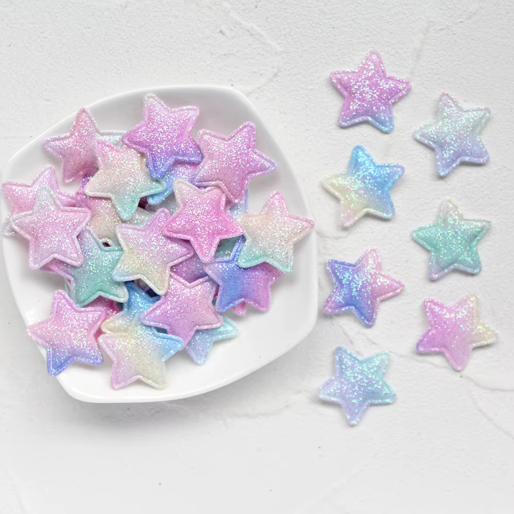 100 pièces 20x24mm Gliter coloré rembourré coeur Applique pour artisanat fait à la main ornement bri
