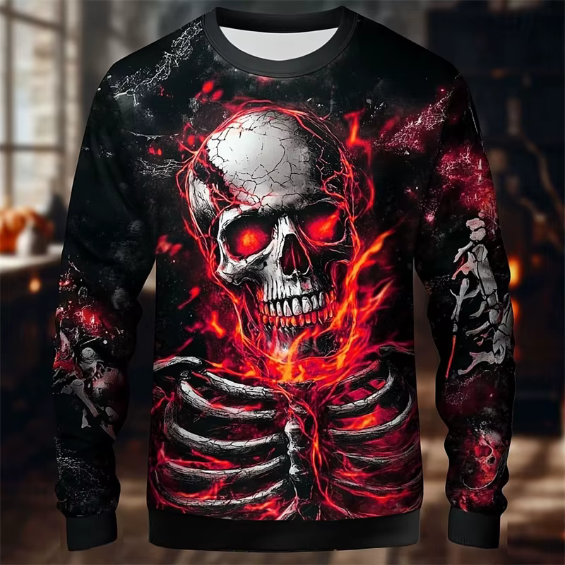 Nouveau Style Halloween crâne squelette pull homme pulls décontractés automne hiver col rond pull à