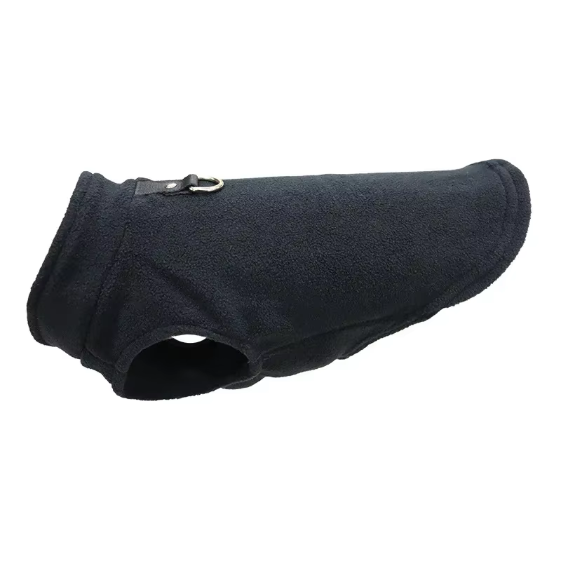 Gilet en polaire doux pour chien et chat avec anneau en D pour laisse, manteau chaud d'hiver, vêteme