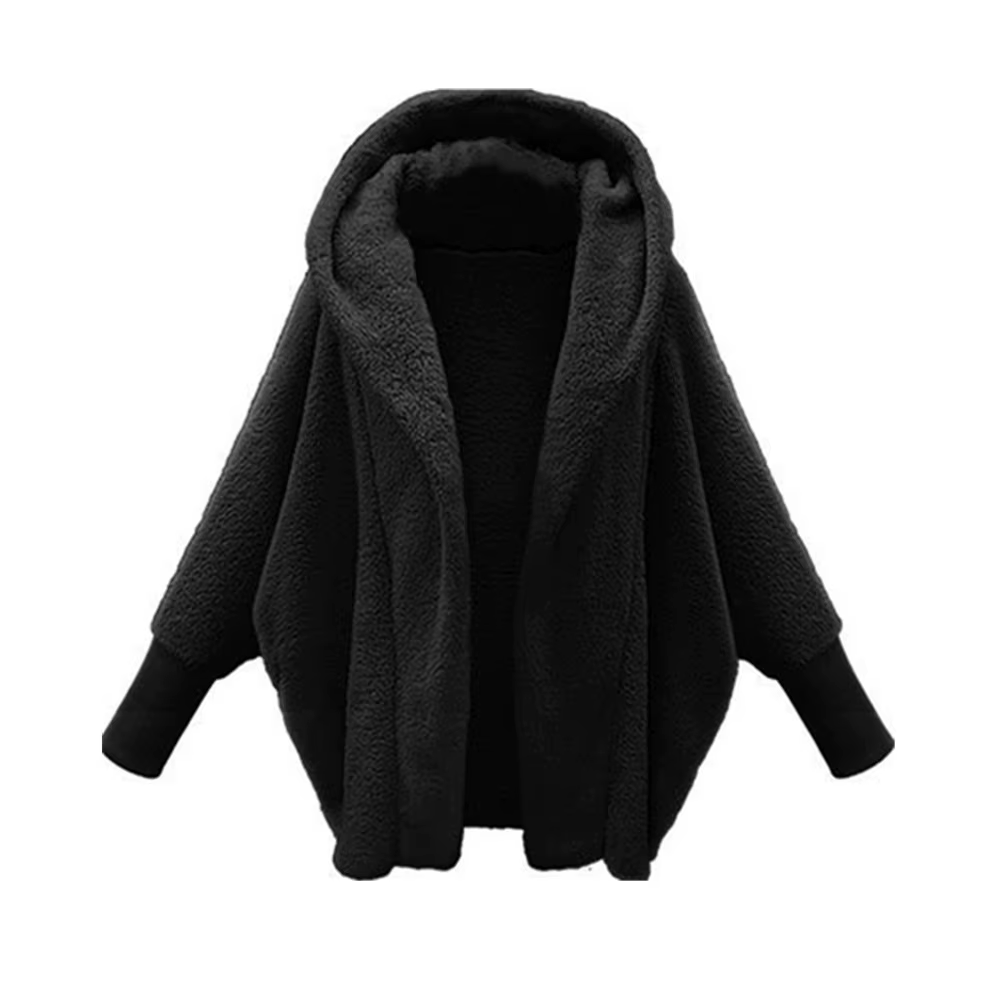 Veste cardigan monochrome à capuche Smile pour femme, manteau chaud pour femme, peluche décontractée