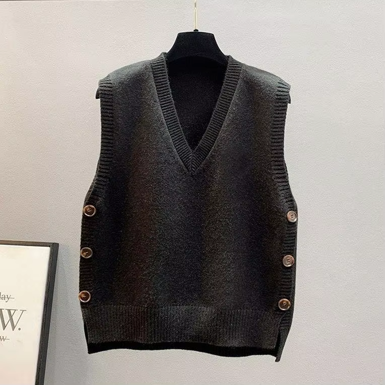 Gilet pull sans manches en tricot rétro à col en V pour femme, collection automne-hiver 2026, style