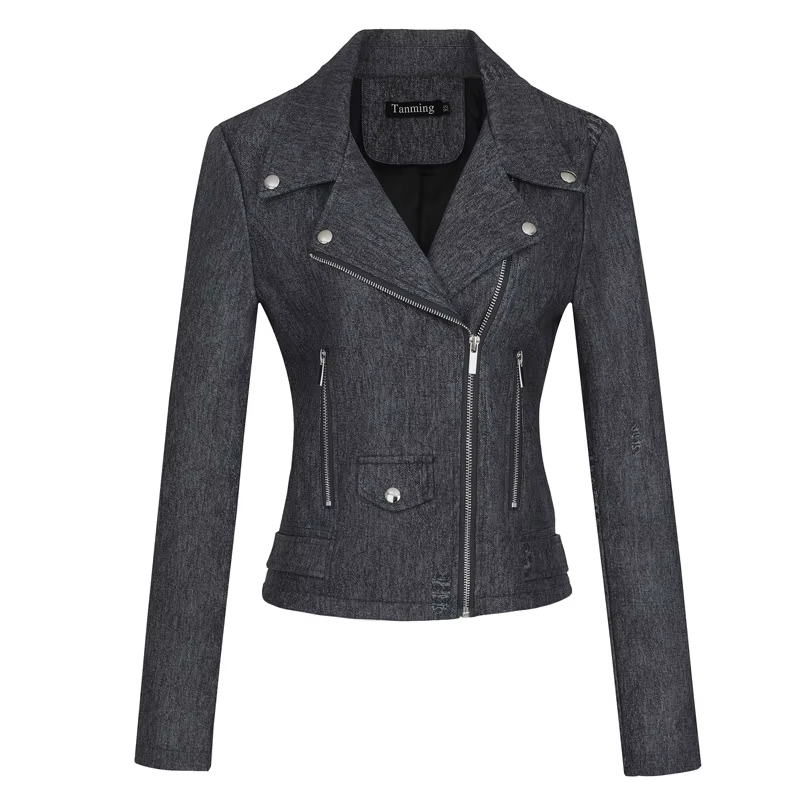 Veste en PU à col cranté pour femme, couleur bordeaux, un manteau en simili cuir élégant et décontra