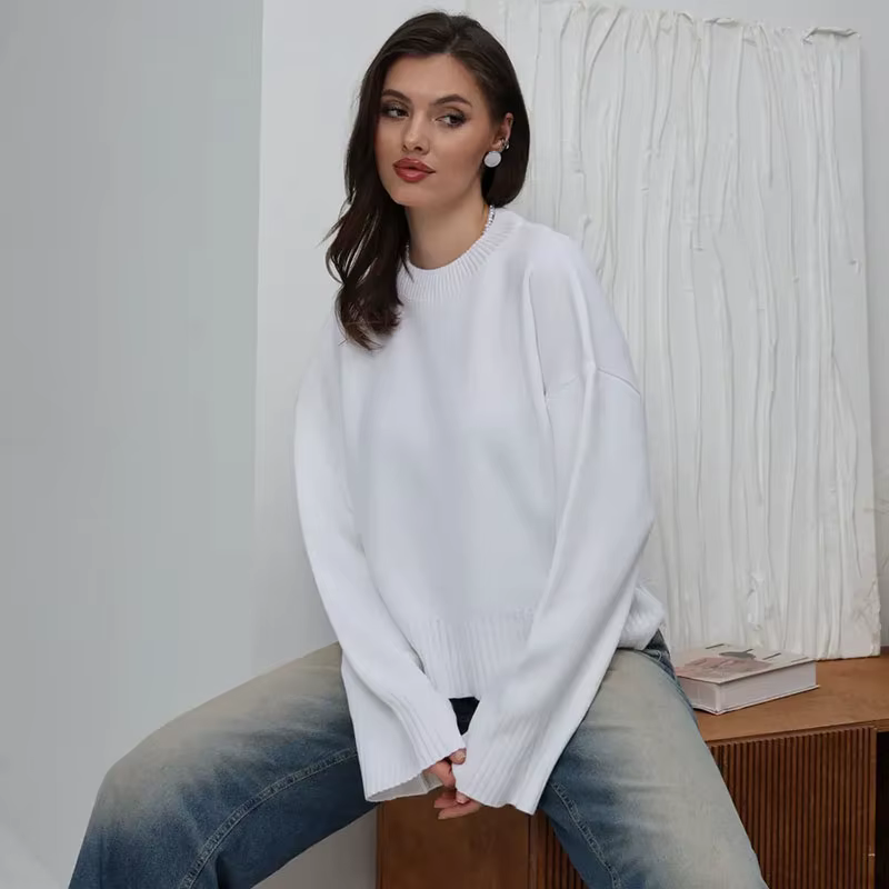 Pull en tricot rose pour femmes, manches longues, mode, ample, Patchwork, mignon, Y2k, haut en trico
