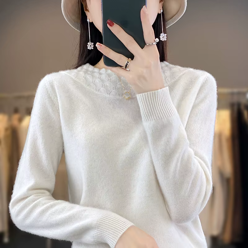Femmes pull col rond chaud automne hiver épais tricoté corée mode chemises de fond printemps tricot 