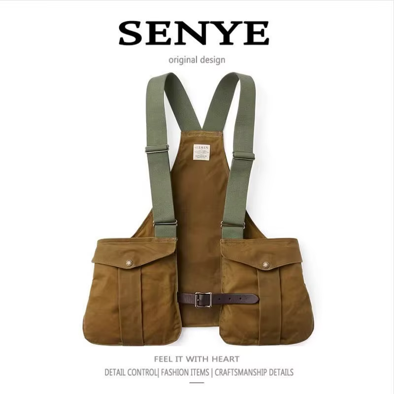 Gilet multifonctionnel rétro américain Hip-hop pour hommes, gilet à la mode avec poches, pêche en pl