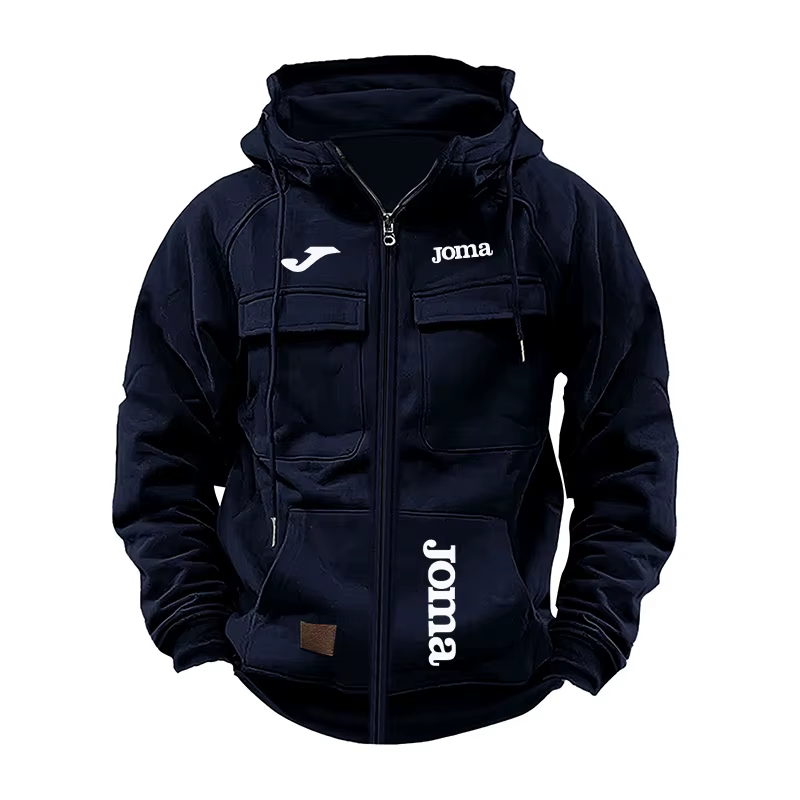 Joma Veste à capuche ample doublée polaire pour homme avec plusieurs poches Style rétro américain Pr