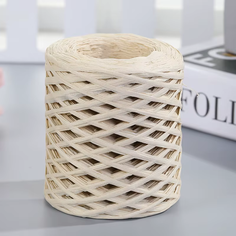 Fil de raphia naturel pour bricolage, ULd'emballage cadeau, chapeau de soleil d'été à la main, sac d