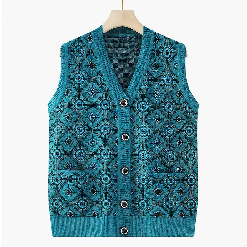 Gilet pour personnes âgées grand-mère, pull tricoté, Cardigan, vêtements, veste d'automne et d'hiver