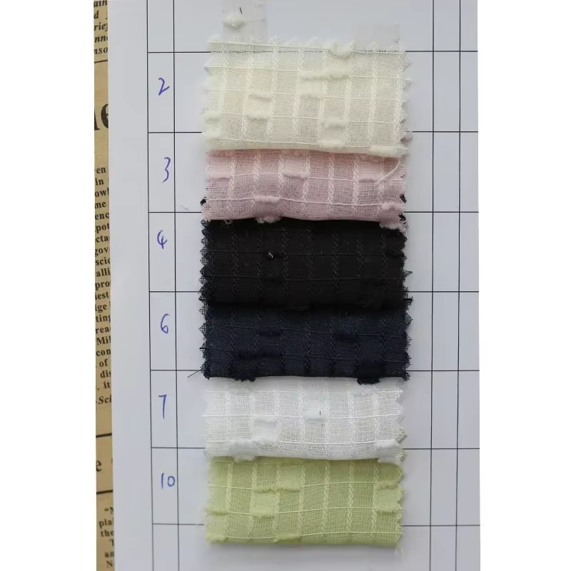 Petit tissu en mousseline de soie jacquard rayé à carreaux pour chemisier, robe de printemps, robe d