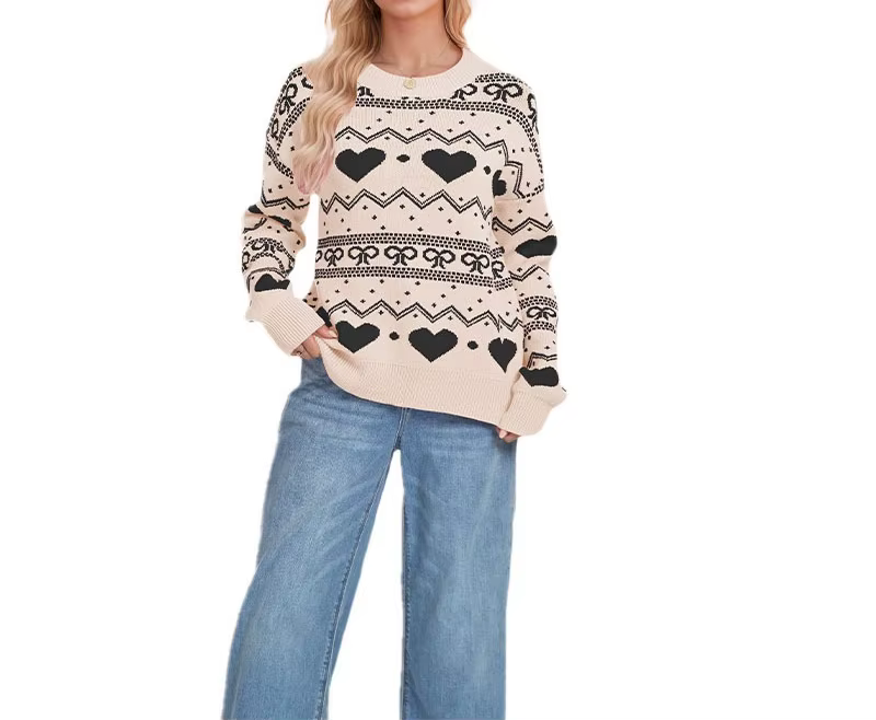 Pull d'amour européen et américain pour femme, pull tricoté à la mode et polyvalent, commerce extéri