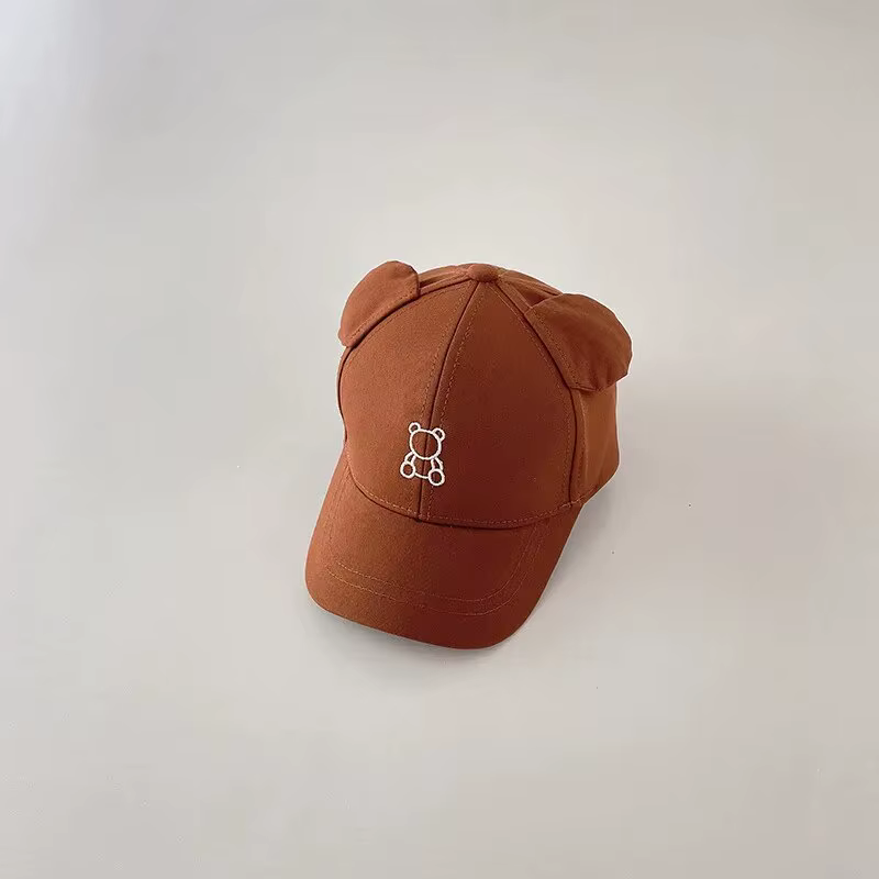 Casquette de Baseball ours de dessin animé pour bébé, joli chapeau de soleil de couleur unie avec or