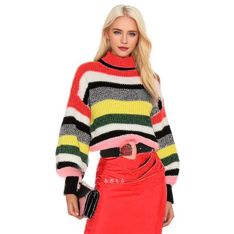 Pull tricoté à col roulé pour femme, ample, à la mode, col roulé, Style paresseux, nouvelle collecti