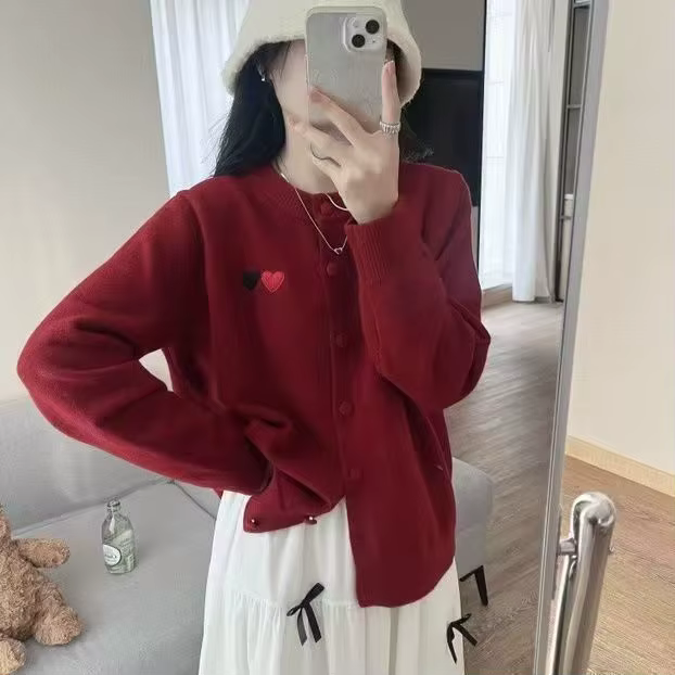 Un nouveau cardigan bleu en forme de coeur pour l'automne et l'hiver de 2025 avec un pull et une ves