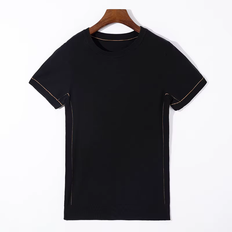 Pull classique en tricot pour homme, mélange de soie et de laine, col rond, t-shirt rayé à manches c