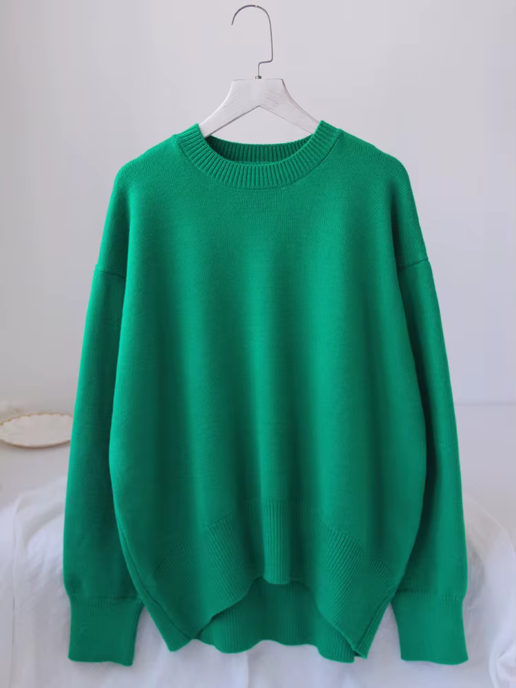 Chandails de base épais femmes 2025 automne surdimensionné bleu Royal tricoté pull ample chaud col r