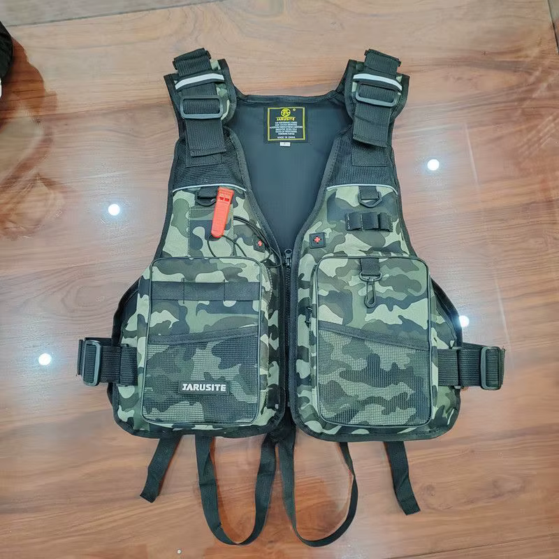 Gilet de pêche camouflage réglable à haute flottabilité, vêtement de natation extérieur respirant, s