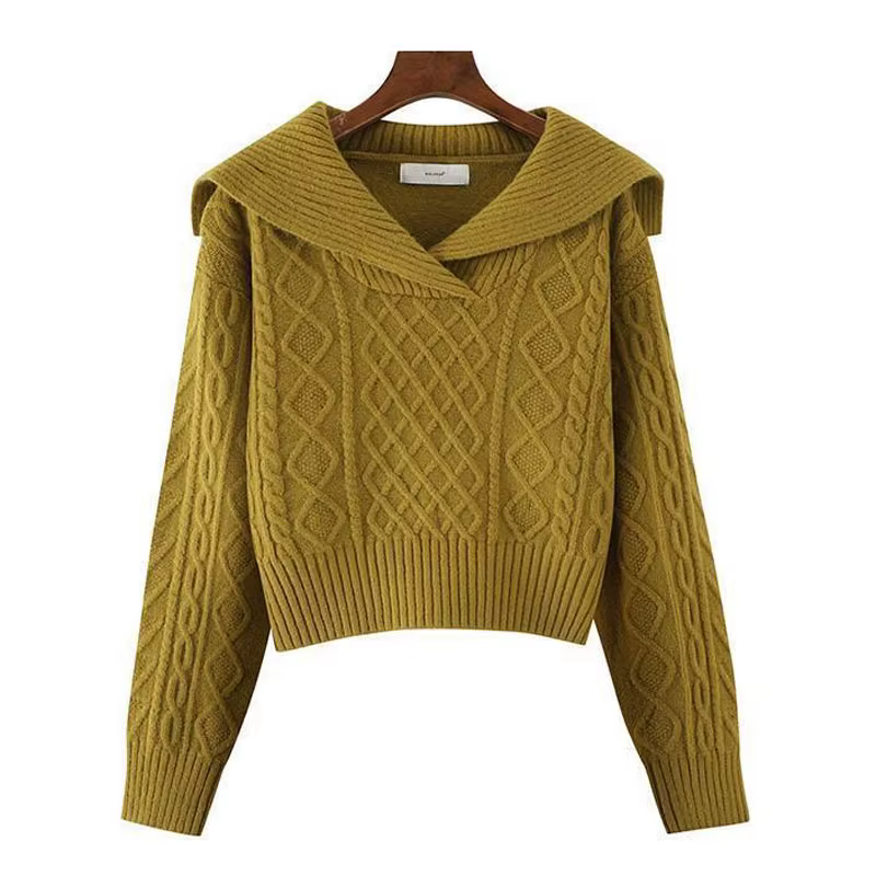 Col Peter Pan décontracté Chic tricot doux à manches longues pull femme pull femme chandails hauts f